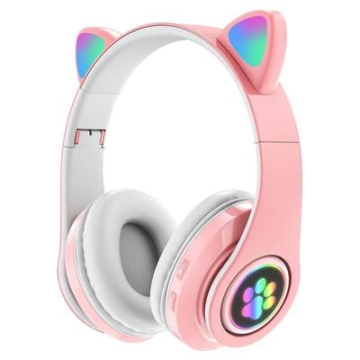 6 Colors Cat Ear Bluetooth Headphones Led Light Flash Stereo Foldable Wireless Headsets With Mic Tf Fm For Children Kid Girl Gifts