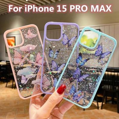 Glitter Butterfly Transparent Case For Iphone 15 Pro Max 5G, Shockproof Cover For Iphone 15 Pro Max 15 Pro 15 Plus 15 / 14 14 Pro 14 Plus 14 Pro Max 14 13 13 Pro 13 Pro Max 13 Mini 13 12 Mini 12 Pro Max 11 Pro Max / Iphone Se 2022 Xs Max Xr X 7 8...