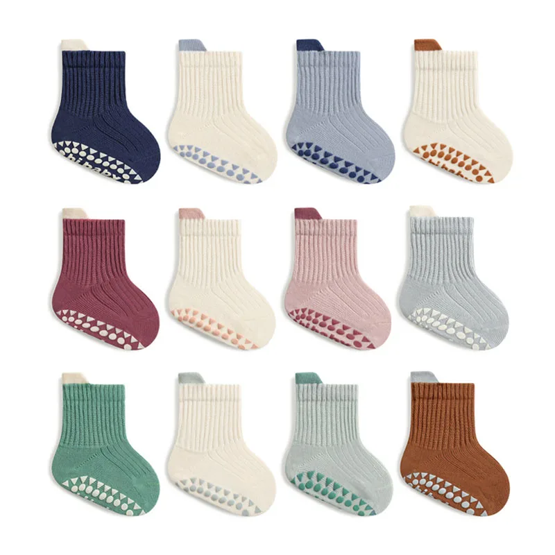 3 Paar Kinder-Baumwollsocken für Jungen und Mädchen, niedliche, bequeme, atmungsaktive, rutschfeste Babyvloersocken Image