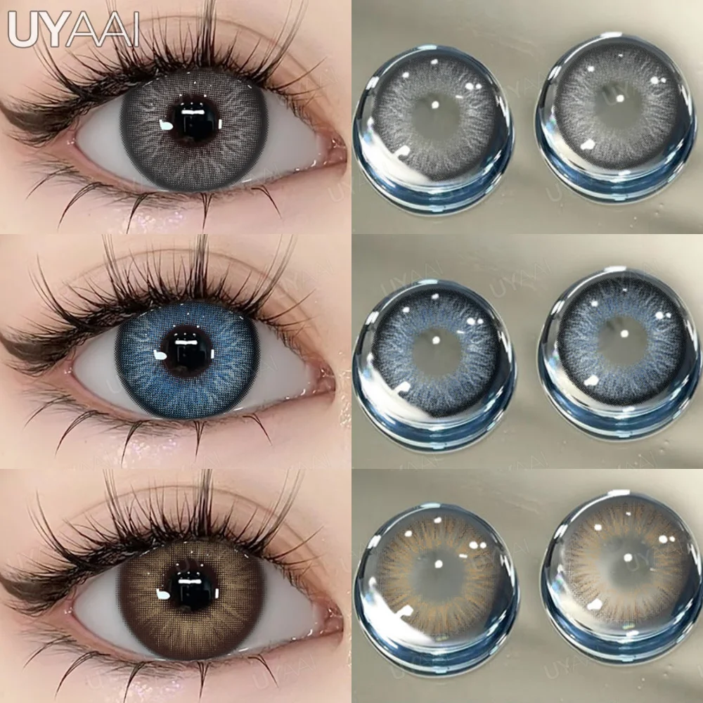 UYAAI NEUE farbige Kontaktlinsen für Augen, 1 Paar hochwertige braune natürliche Schönheitslinsen, grau gefärbte Pupillen, grüne Farbe Image