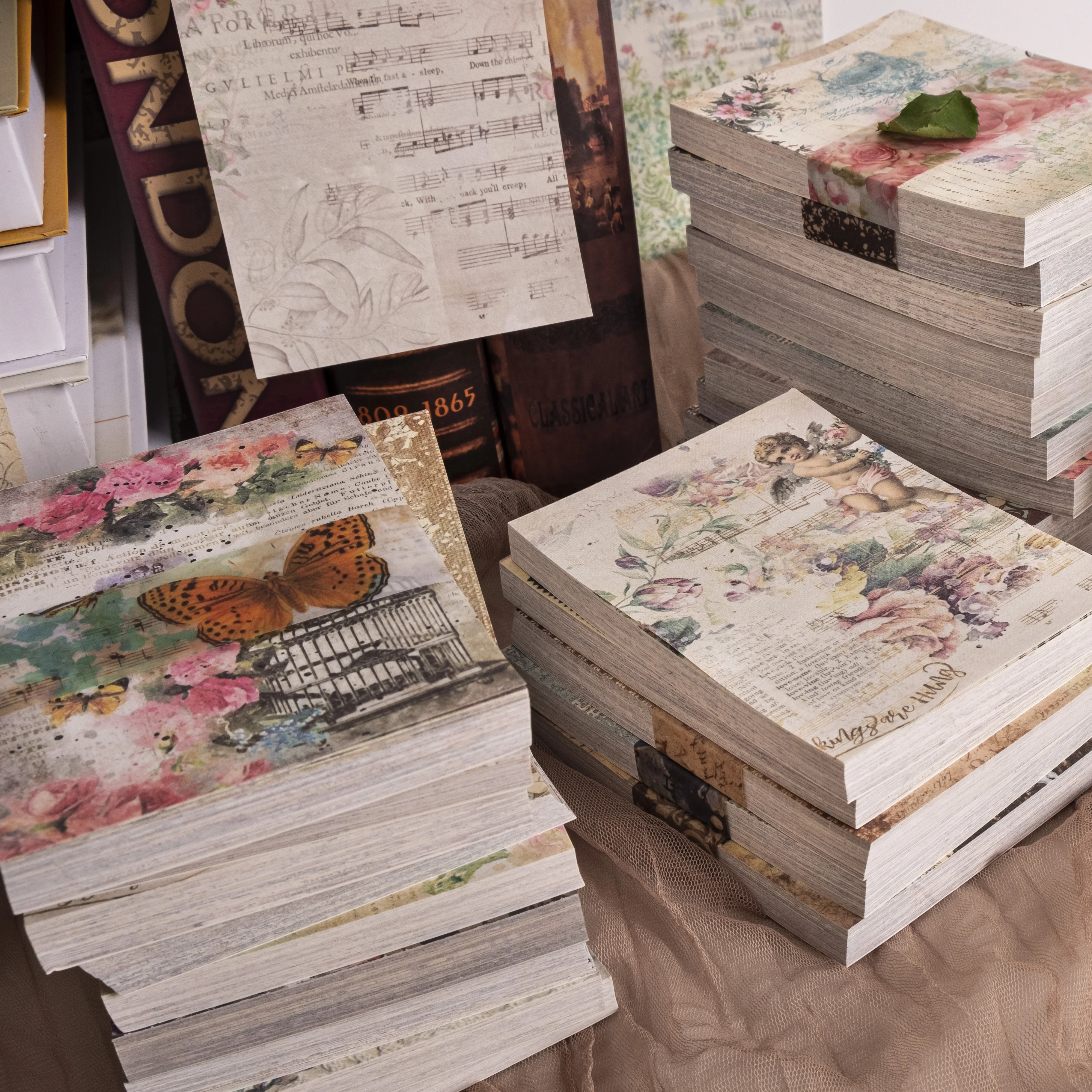 100 stücke Vintage dekoratives Material Buch DIY Scrap booking Hintergrund papier handgemachte Junk Journal liefert Bastel papier Image