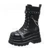 Plattform Dicke Gothic Stiefel Dame Schnalle Herbst Schuhe Frauen Keile Kniehohe Stiefel Punk Straße