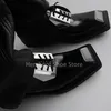 Vintage dickbesohlte Lack leder Derby Schuhe Männer und Frauen britischen Stil schwarz quadratische Zehen Lederschuhe Männer Einzels chuhe