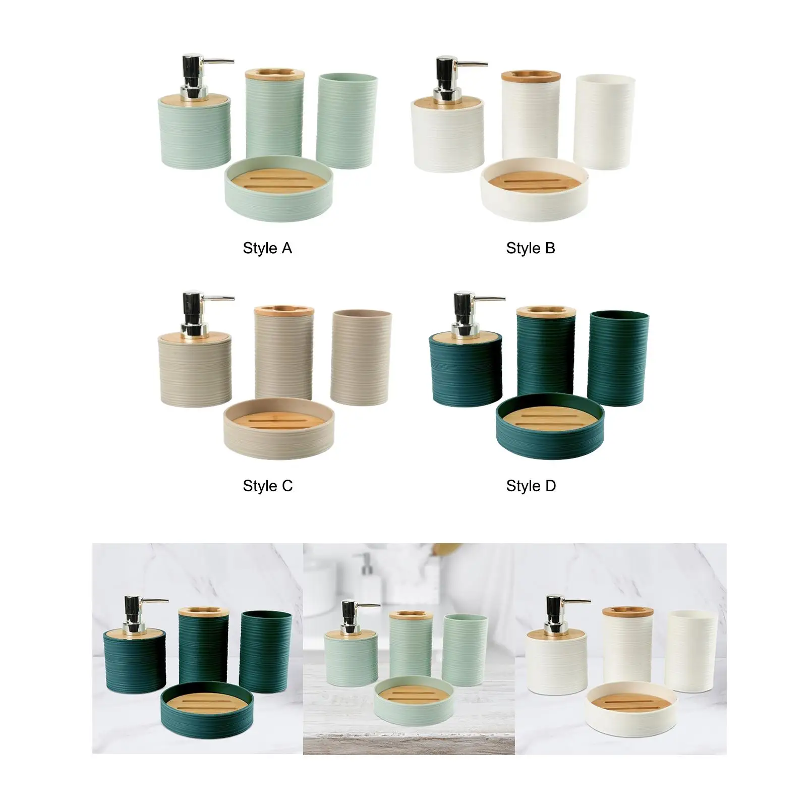 4-teiliges Badezimmer-Zubehör-Set, Einweihungsgeschenk, Zahnbürstenhalter, Badezubehör, komplettes Set für Arbeitsplatte, Waschtisch, Badezimmer