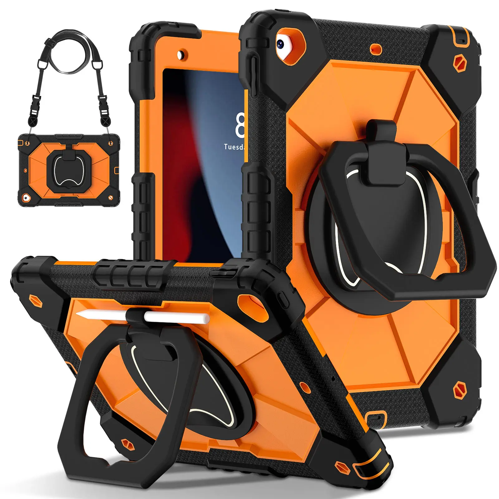 Für iPad 5./6./7./8./9./10. 9,7 Luft Pro 11 Pro Fall mit Stift halter mit drehbarer faltbarer Ständer abdeckung Image
