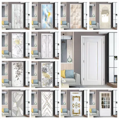 PVC wasserdichte Tür Aufkleber weiß Holz Tapete Tür Dekoration Wohnzimmer Schlafzimmer Dekoration Image