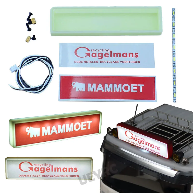 Dachwerbetafel vorne LED-Werbelichtkasten für 1/14 Tamiya RC Truck Kipper SCANIA R620 VOLVO F16 BENZ 3363 MAN Diy