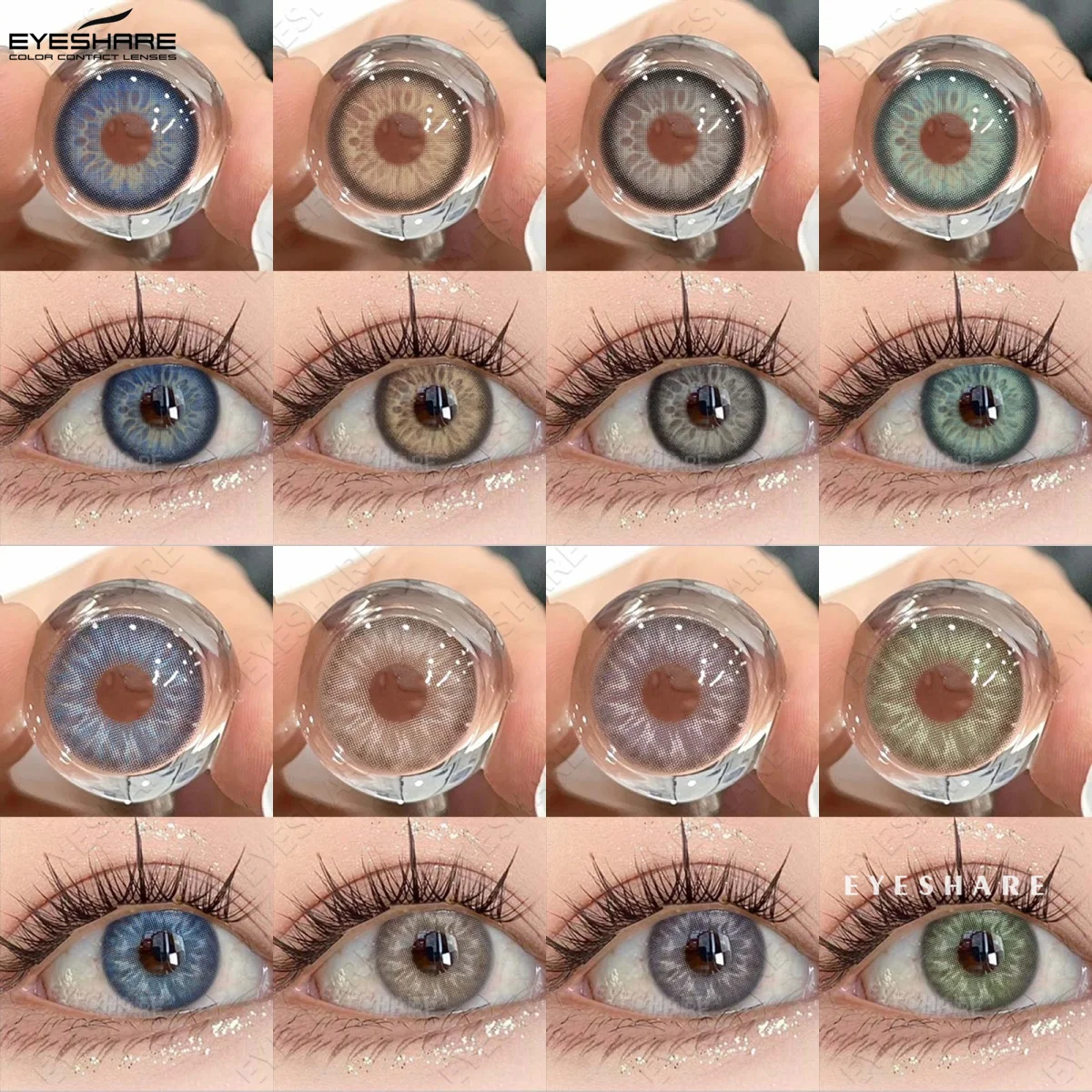 EYESHARE 1 Paar farbige Kontaktlinsen für Augen, blaue Linsen, natürliche graue und grüne modische Kontaktlinsen, braune Augenkontaktlinsen Image