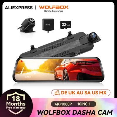 WOLFBOX G910 Dash Kamera Vorne und Hinten Dash Cam AI Bewegungserkennung Auto Video Recorder für GPS Parkplatz Monitor Spiegel Auto Dvr