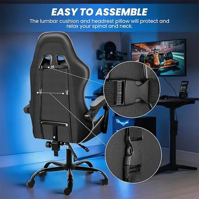 YSSOA Gaming Chair, Computer Chair with Footrest,Swivel Recliner Ergonomic Racing Style Video Game Chair with Lumbar Support,