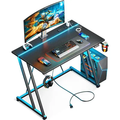 Small game table with LED lights and power outlets, game table made of carbon fiber, children's