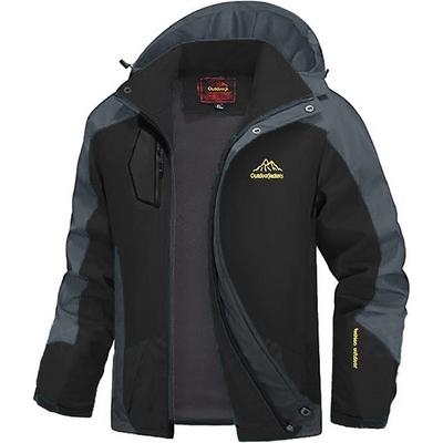 Men's Fleece Jacket Rain Jacket Raincoat Outdoor Waterproof Windproof Hiking Outfits Hiking Clothes Winter Autumn / Fall Windbreaker Patchwork Black Army Green Red