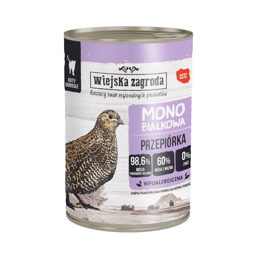 Sparpaket: 24x400g Wiejska Zagroda Cat Monoprotein Wachtel Katzenfutter nass