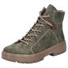 Schnürboots RIEKER, Damen, Gr. 38, grün (khaki), Lederimitat, used, modisch, Schuhe, Stiefelette, Plateausohle, Kontrastnaht, mit Innenreißverschluss