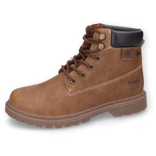 Schnürstiefel DOCKERS BY GERLI Gr. 44, braun (cognac) Herren Schuhe Worker Boots, Hiking Schnürboots mit Blockabsatz