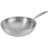 Wok RESTO KITCHENWARE ""Crater tiefe Pfanne aus Tri-Ply (Edelstahl + Aluminium Edelstahl)"" Pfannen Gr. Ø 28cm + Höhe 7,5cm, silberfarben Energieeinsparung 25% durch die dreilagige Basis, ofenfest