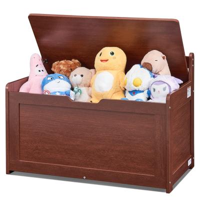 Wooden Toy Chest for Kids, Toddler Toy Storage Box with Flip-Top Lid and Safety Hinge, for Playroom, Bedroom