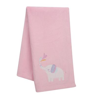 Bedtime Originals Elephant Dreams Appliqued Soft Fleece Baby Blanket - Pink