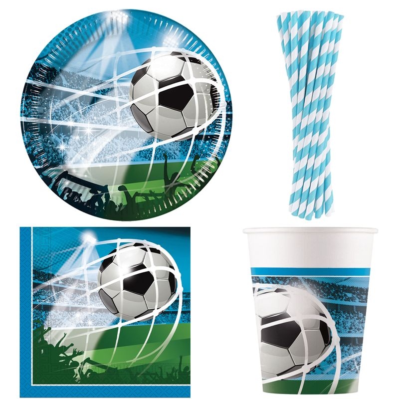 Partyset 76 tlg. Fußball Fans Einweggeschirr Fußball Weltmeisterschaft Party Deko Geburtstag Image