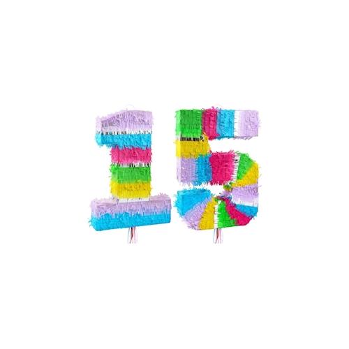 Pinata Zahl 15 bunt pastell