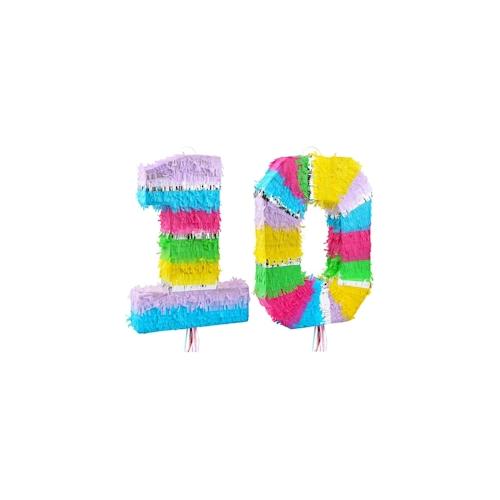 Pinata Zahl 10 bunt pastell