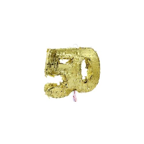 Pinata Zahl 50 metallic gold 50. Geburtstag