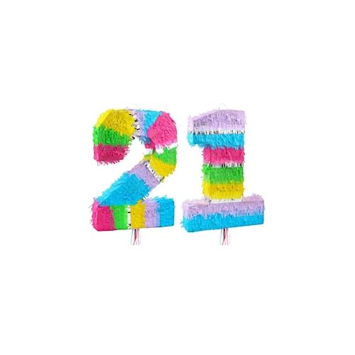 Pinata Zahl 21 bunt pastell