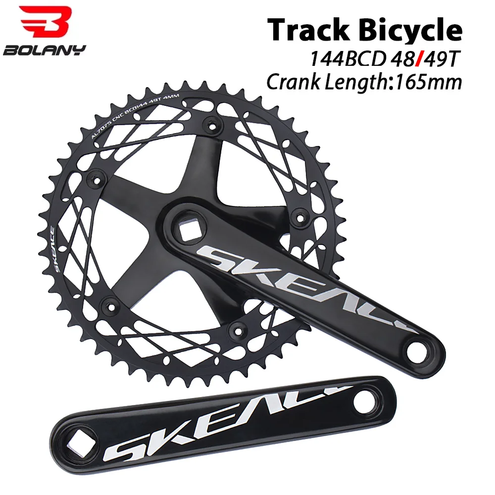 SKEACE 144BCD Guarnitura per bicicletta Mountain Bike Foro quadrato Manovella in lega di alluminio Manovella a velocità singola Ruota dentata 165mm 49T Set guarnitura
