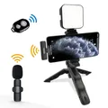 Kit video per smartphone Microfono Fotografia Luce Supporto per telefono LED Treppiede per selfie
