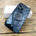 Disegno meccanico Placcatura trasparente Custodia per iPhone 16 15 14 13 12 11 Pro Max Plus 16Pro