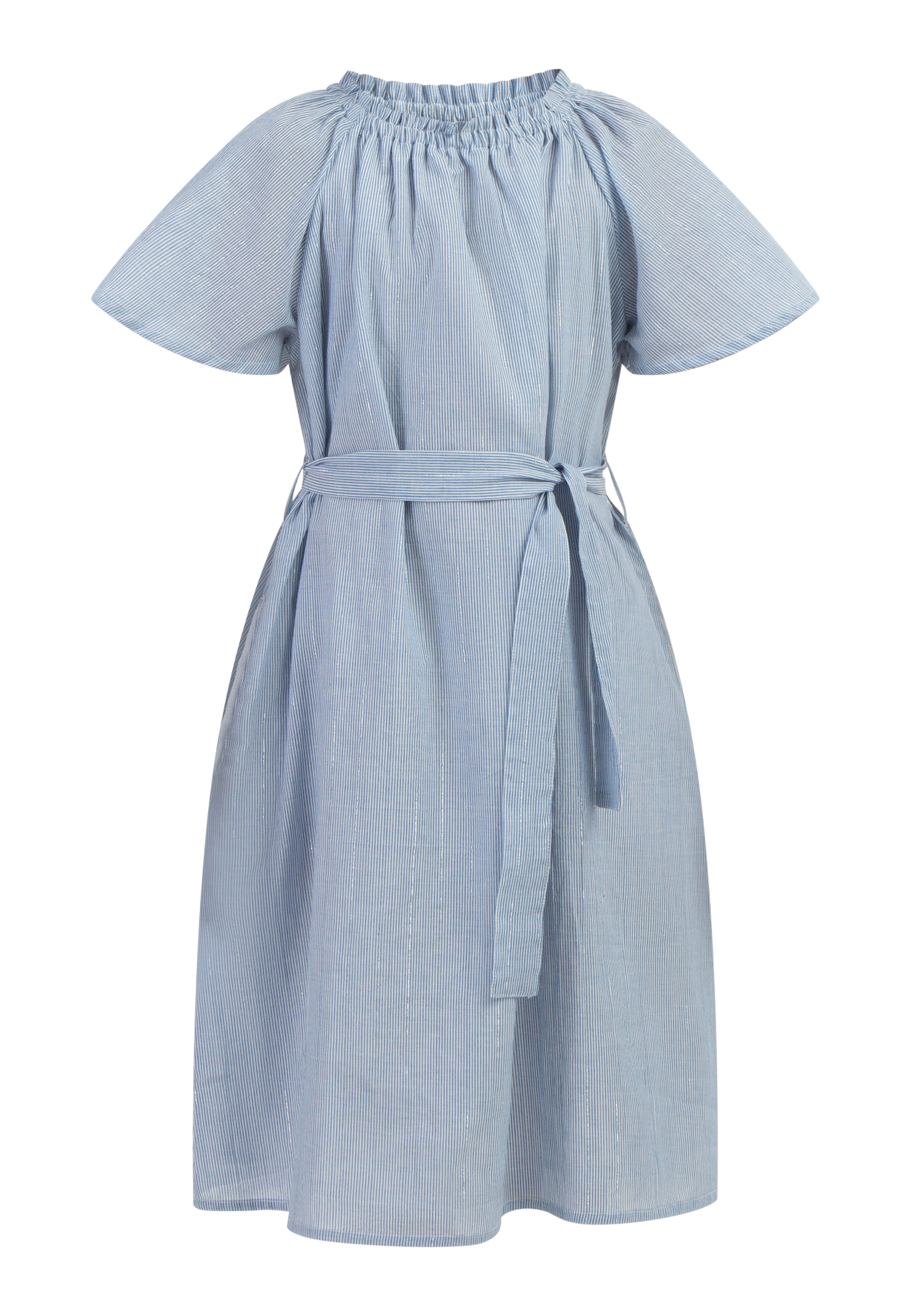 Dreimaster Sommerkleid Mädchen Hellblaue Dünne Streifen Image