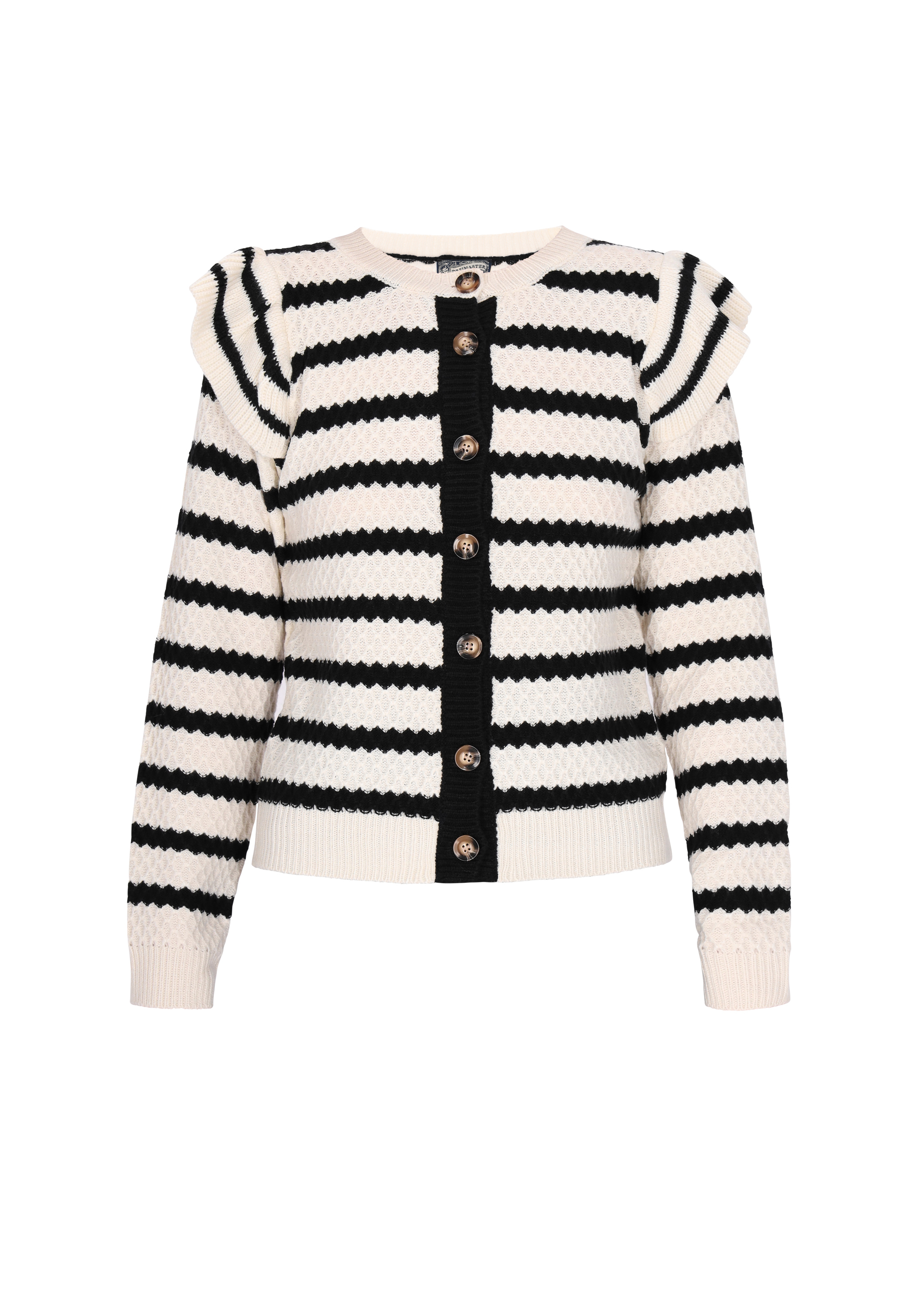 Dreimaster Cardigan Damen Schwarz Weiss Streifen Image