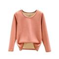 Mepaouo Long Sleeve Thermal Shirts for Women Soft Fleece Lined Crew Neck Baselayer Tops