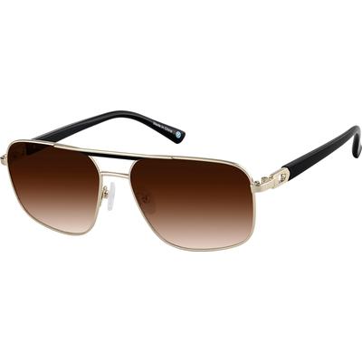 Zenni Aviator Rx Sunglasses Gold Mixed Full Rim Frame