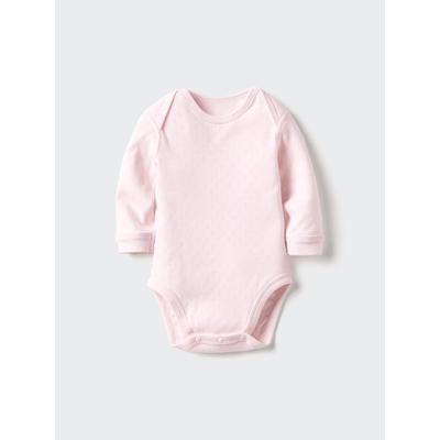 Uniqlo - Newborn's Cotton Pointelle Long Sleeved Bodysuit - Pink - 18-24 Mo