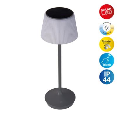NÄVE LED Tischleuchte "Solarleuchte / Akkuleuchte "EMMI", grau, Ø 13,00cm H: 38,00cm, Lampen, Solarbetrieb, Akkubetrieb, CCT, Berührungssensor, Akkutischleuchte Image