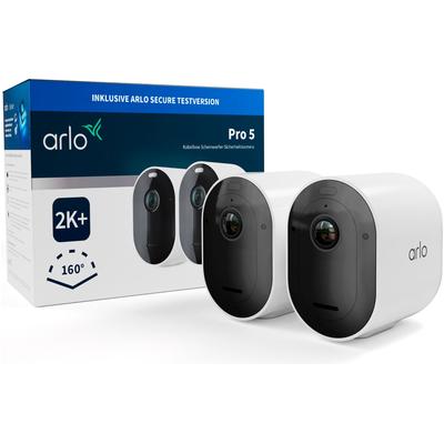 ARLO Überwachungskamera "Pro5 2K Security Camera 2er Set", schwarz-weiß (schwarz, weiß), B:5,2cm H:8,9cm T:7,84cm, Überw