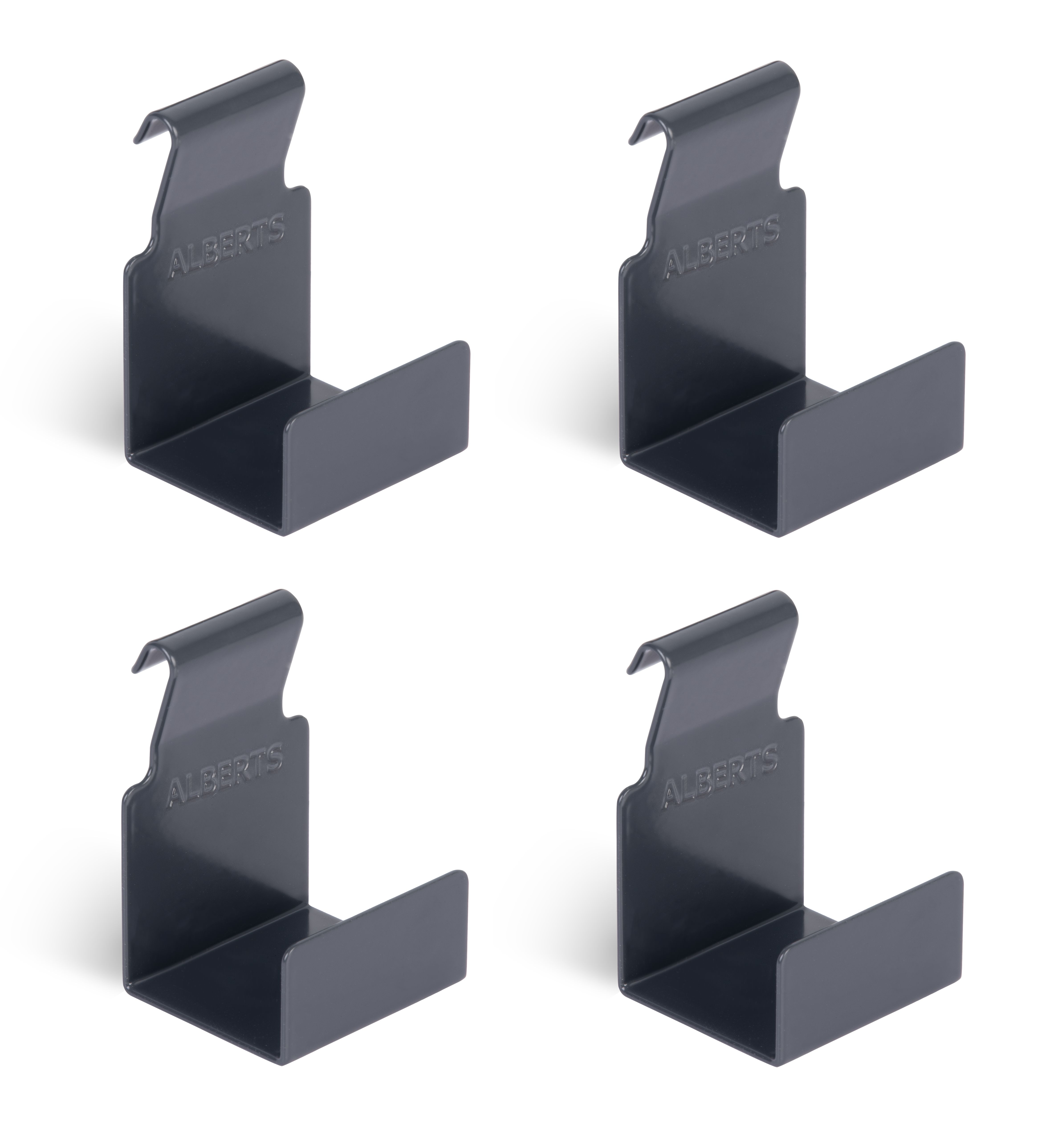 Dekohaken ALBERTS "Gr. M", grau (anthrazit), B:8,66cm H:6cm L:6,4cm, Stahl, Haken, Dekorhaken für Doppelstabmatten