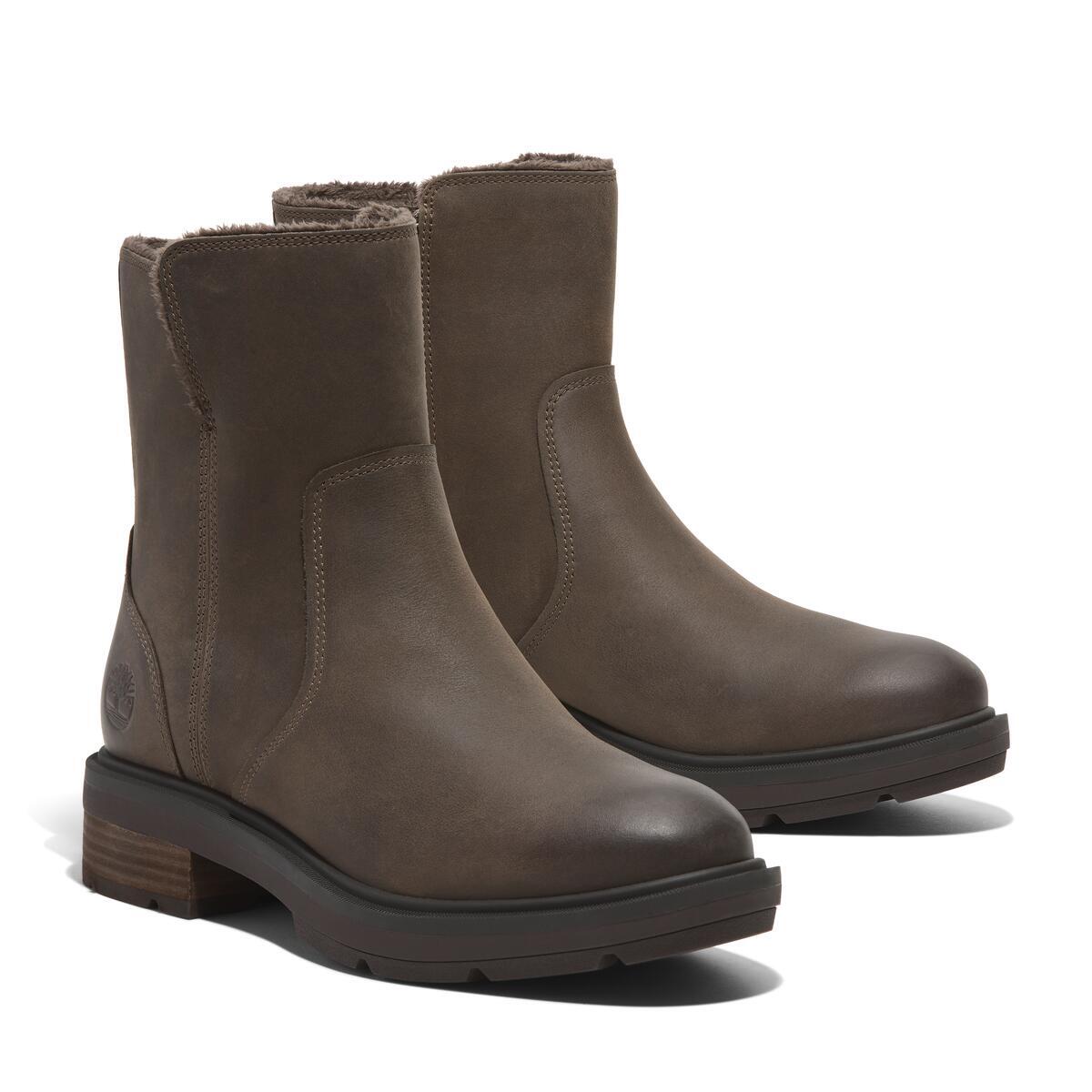 Winterstiefelette TIMBERLAND "BRIMFIELD MID WARM LINED BOOT", Damen, Gr. 37,5, braun (medium braun full grain), Leder, Schuhe, Winterstiefel, Winderboots, Winterschuhe, gefüttert