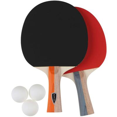 Tischtennisschläger SUNFLEX "Tischtennis Set Pong, Freizeit Bat Racket" orange (orange/grau/holzfarbig)