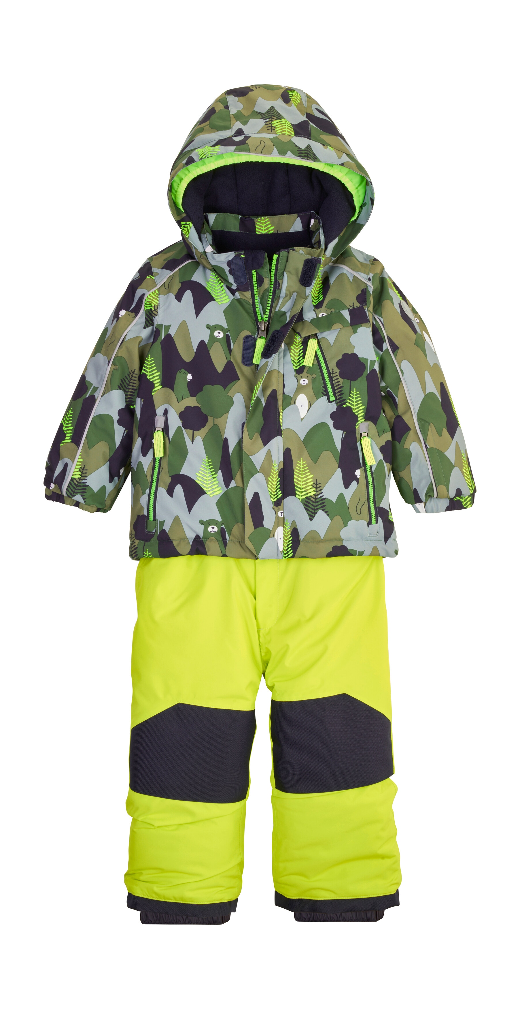 Skianzug "FISW 32 MNS JCKT AND PNTS", Kinder, Gr. 98/104, grün (olivgrün), Obermaterial: 100% Polyester;Futter: 100% Polyester;Füllung: 100% Polyester, FIRST INSTINCT BY KILLTEC, Sportanzüge Skianzug, 3-in-1 Skioverall, Camouflage, reflektierend,...