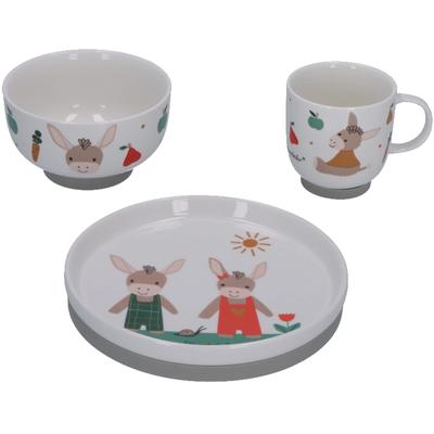 Kindergeschirr-Set STERNTALER "Esel Emmis Garden", Baby, Gr. 3 tlg., bunt, Porzellan, Silikon, Geschirr-Sets Image