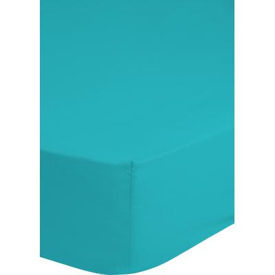 Spannbettlaken GOOD MORNING "Jersey Spannbettlaken", blau (aqua), B:90cm L:220cm, Jersey, Obermaterial: 100% Baumwolle, Laken, 100% Baumwolle, Jersey, Rundumgummi, bis 25 cm höhe, 90/100x200, Weiß Image