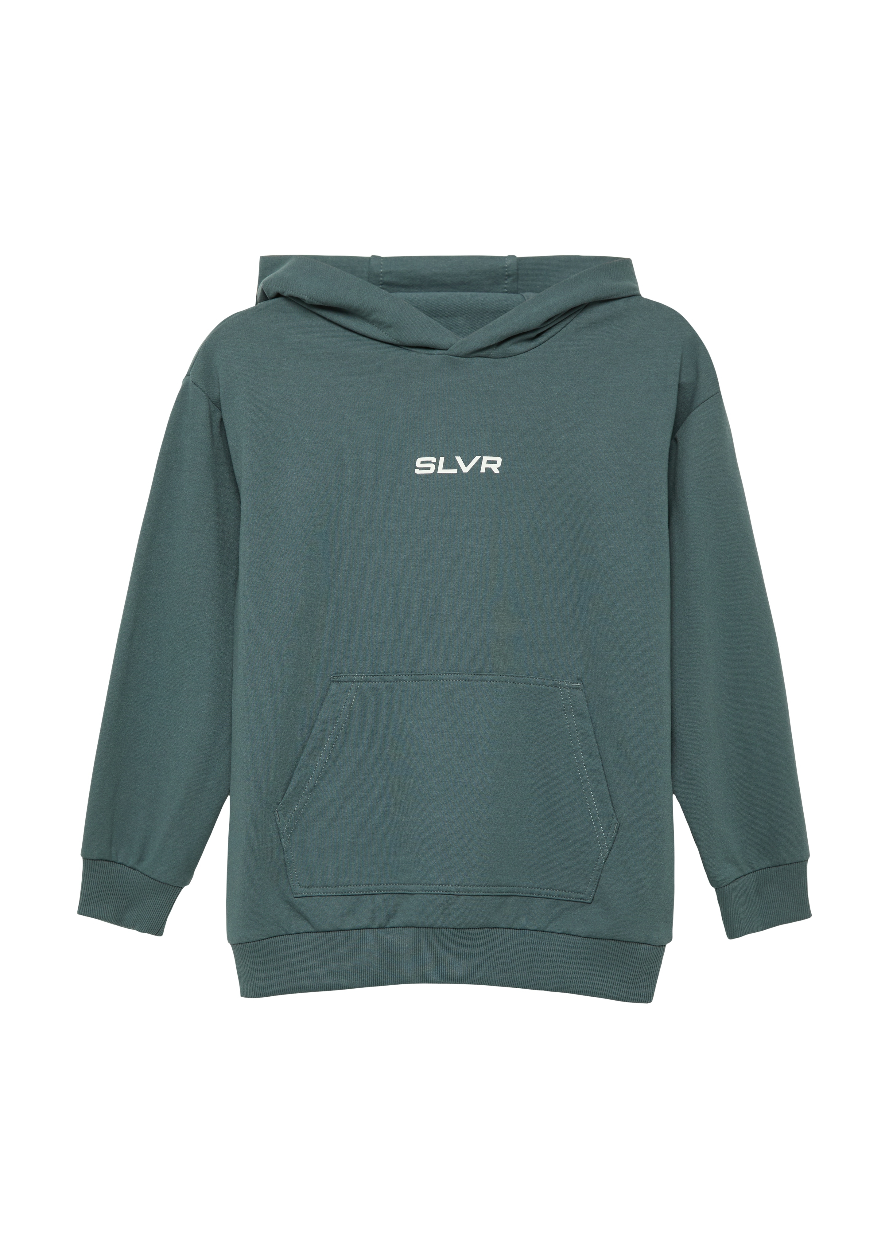 Hoodie S.OLIVER JUNIOR, Jungen, Gr. 170/176, grau (grau, grün), Sweatware, Obermaterial: 100% Polyamid, unifarben, regular fit taillenbedeckt, ohne Ausschnitt, Rippbündchen, Sweatshirts Hoodie, mit Kapuze
