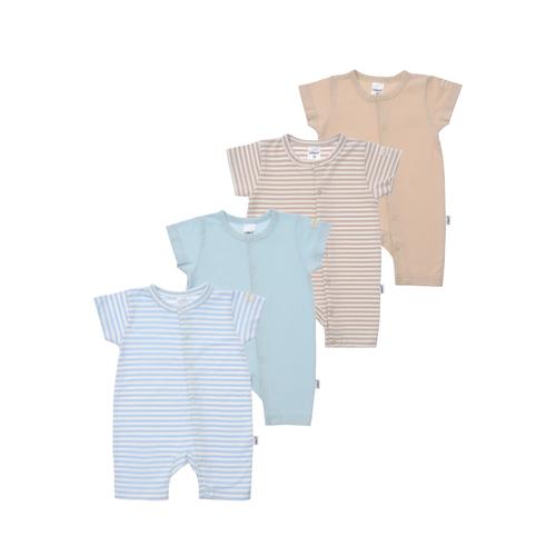 Strampler LILIPUT Gr. 86/92, EURO-Größen, blau (beige-blau) Baby Overalls 4er-Pack mit praktischen Druckknöpfen