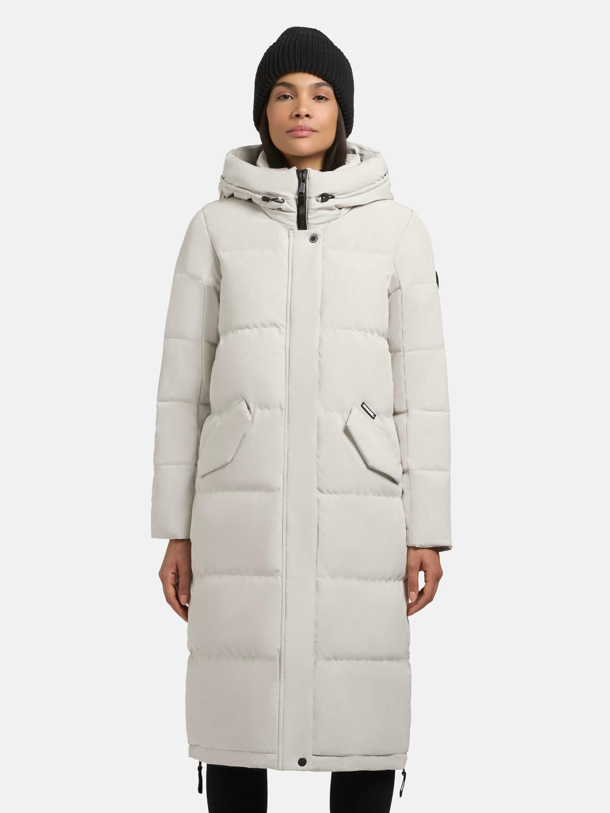 Steppmantel KHUJO "Riad-YM", Damen, Gr. XXL (44), beige (cream), Obermaterial: 90% Polyester, 10% Elasthan; Innenfutter: 100% Nylon; Wattierung: 100% Polyester, figurumspielend kniebedeckend, hoch geschlossener Ausschnitt, eng Rippstrickbündchen,...