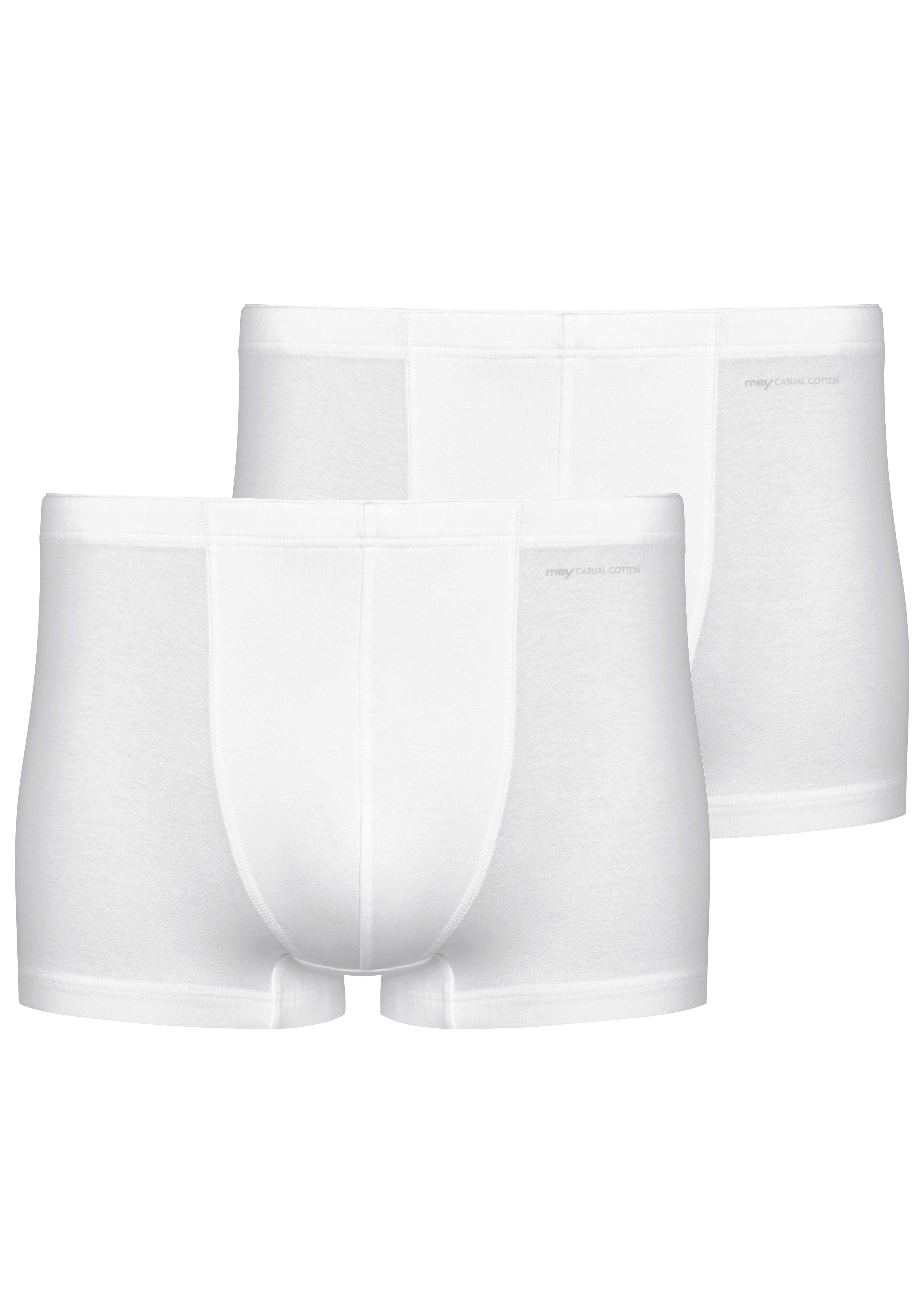 Boxer MEY "Casual Cotton", Herren, Gr. 4 (S), weiß, Feinripp, Obermaterial: 98% Baumwolle, 2% Elasthan, unifarben, normal, Unterhosen, ohne Eingriff, kurzes Bein, elastisch, weich