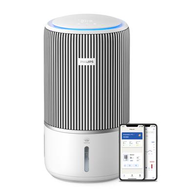 PHILIPS Kombigerät Luftbefeuchter und -reiniger "AC3420/10 PureProtect Water 3400 Series, HEPA- Aktivkohlefilter" Luftreiniger mit 300 m³h CADR und 650 mlh Befeuchtungsrate, WLAN, Air+ App weiß (silber/arktisweiß)