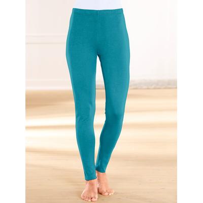 Leggings, Damen, Gr. 44, Normalgrößen, blau (türkis), 95% Baumwolle, 5% Elasthan, unifarben, lang, Hosen Image