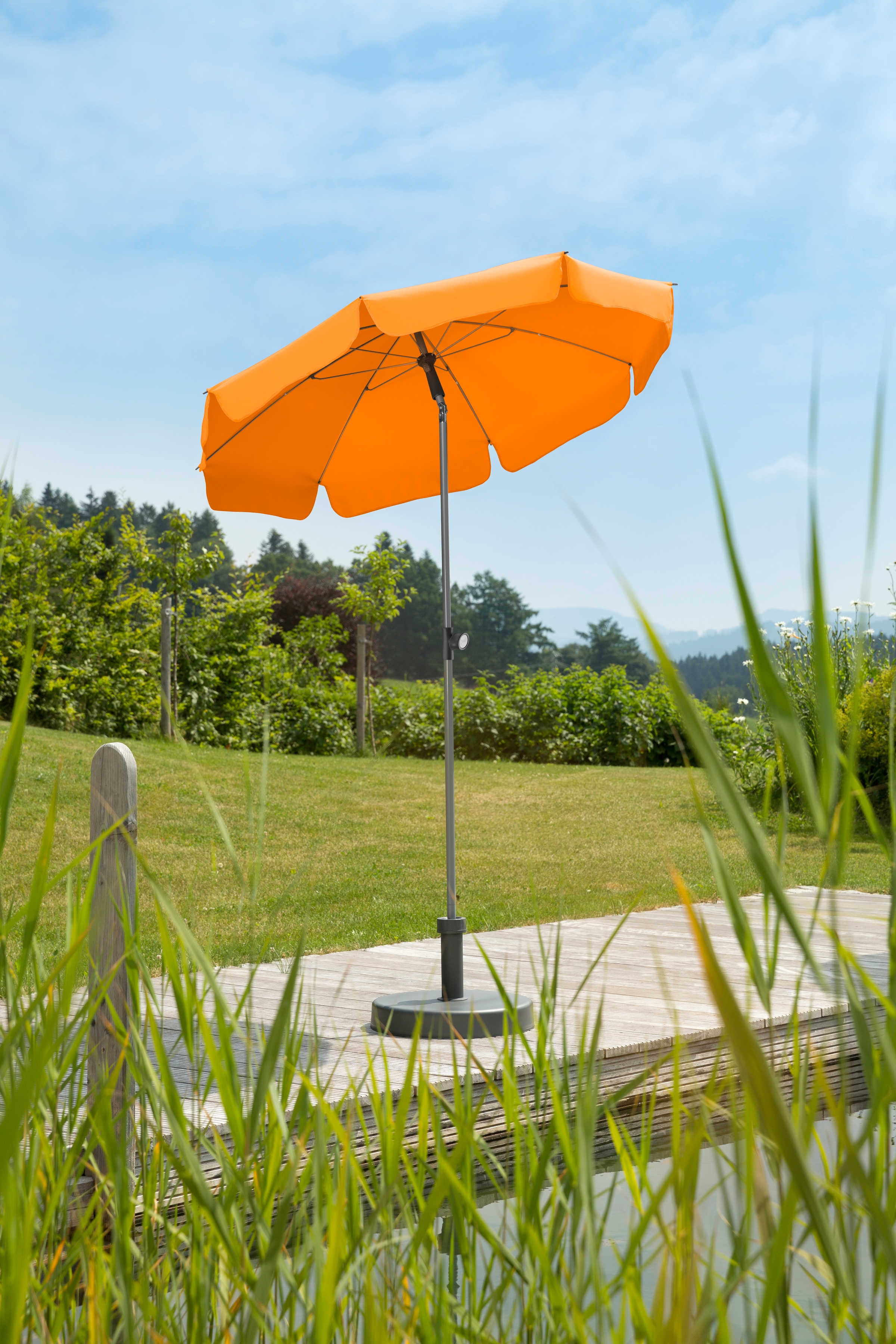Sonnenschirm SCHNEIDER SCHIRME "Locarno", orange, Obermaterial: 100% Polyester, Standschirme, abknickbar, ohne Schirmständer